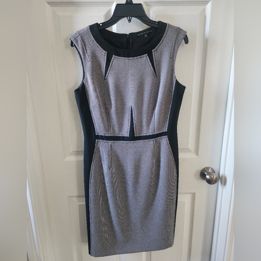 Antonio Melani Black & Gray Shift Solid Dress